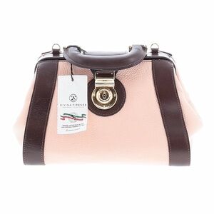 DAVINA FIRENZE ~ Pink and Brown Pebbled Leather Hand Bag w/Crossbody Strap